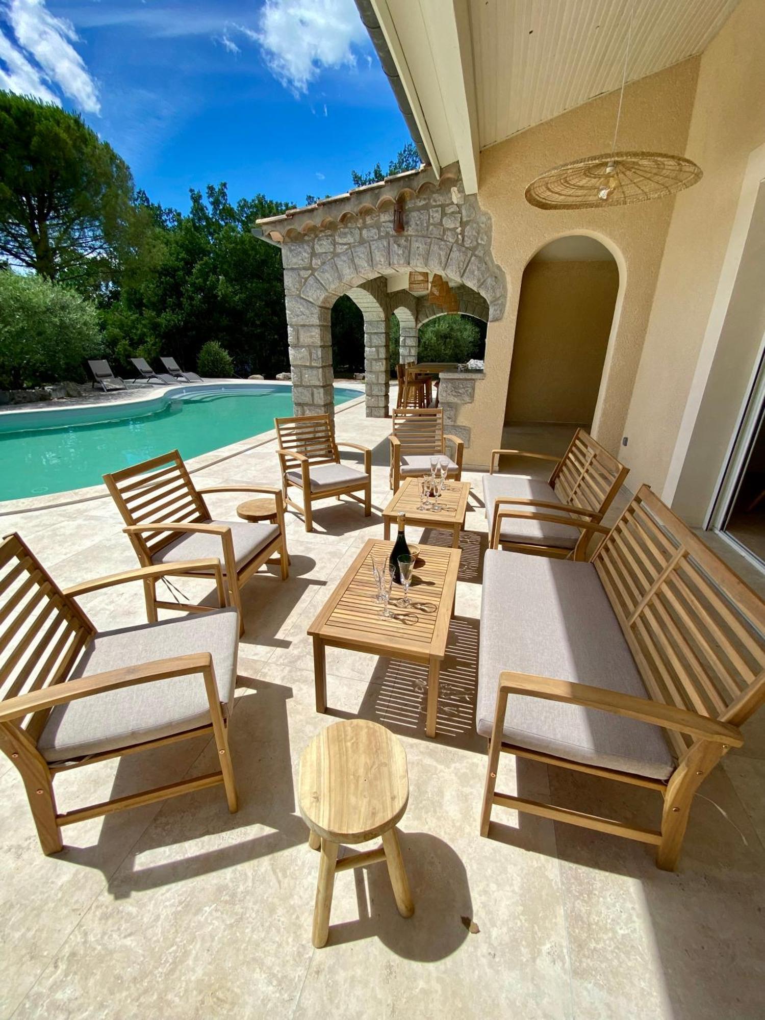Maison Pour 12P, Piscine A Debordement Chauffee D'Avril A Octobre Inclus Ruoms Ngoại thất bức ảnh