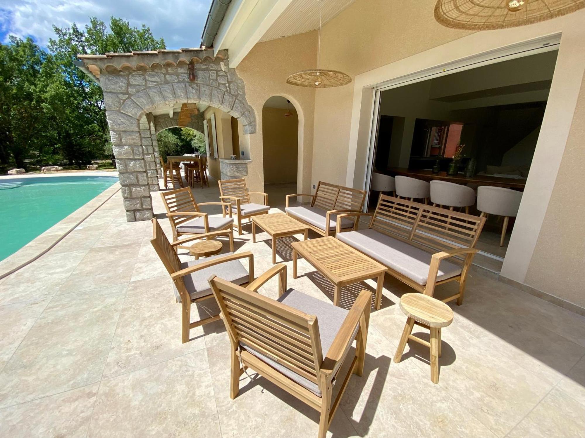 Maison Pour 12P, Piscine A Debordement Chauffee D'Avril A Octobre Inclus Ruoms Ngoại thất bức ảnh