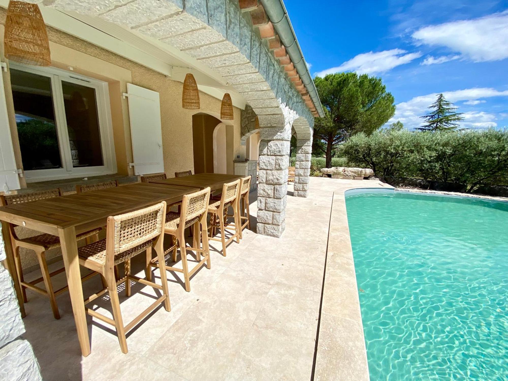 Maison Pour 12P, Piscine A Debordement Chauffee D'Avril A Octobre Inclus Ruoms Ngoại thất bức ảnh