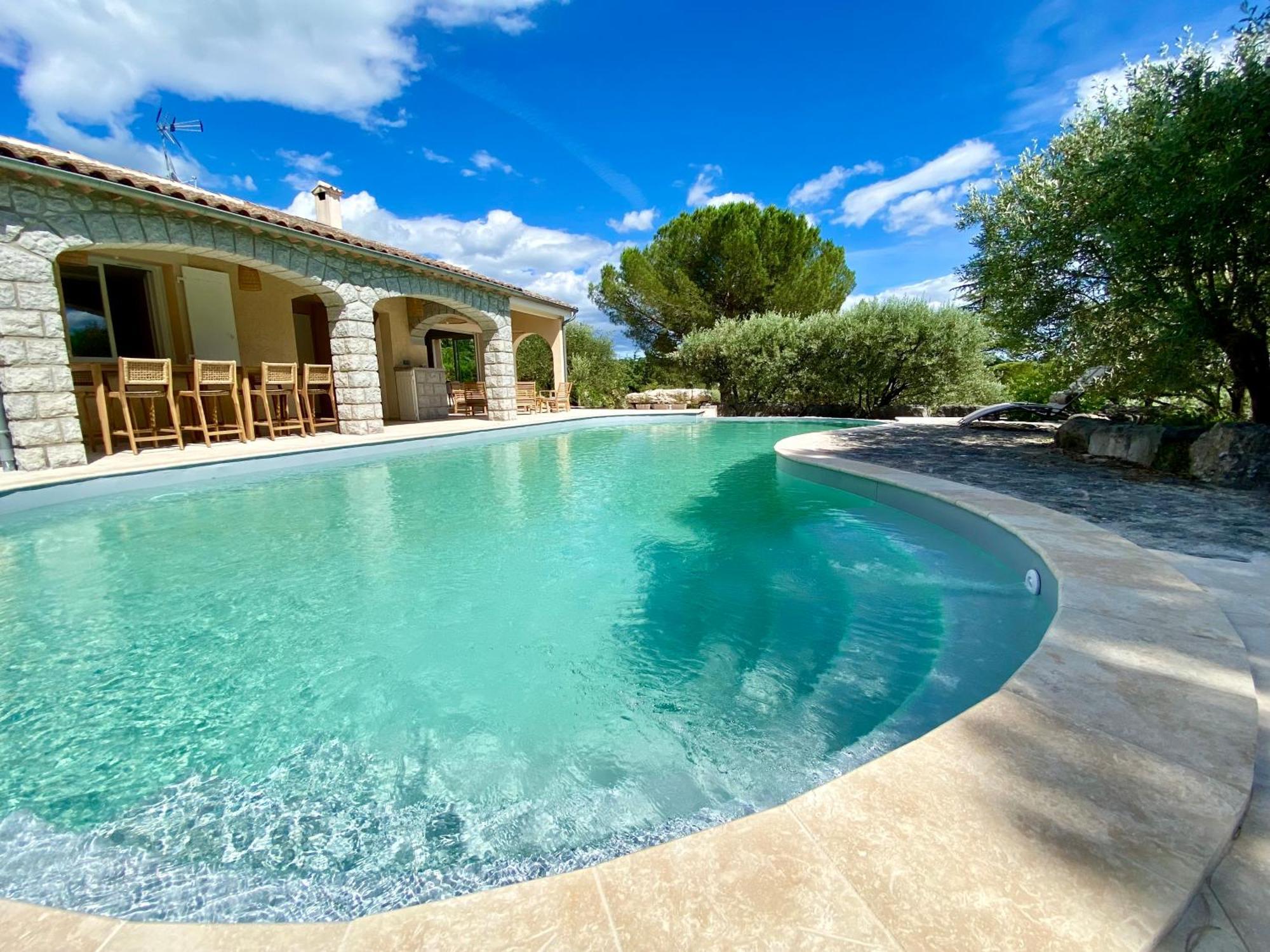 Maison Pour 12P, Piscine A Debordement Chauffee D'Avril A Octobre Inclus Ruoms Ngoại thất bức ảnh