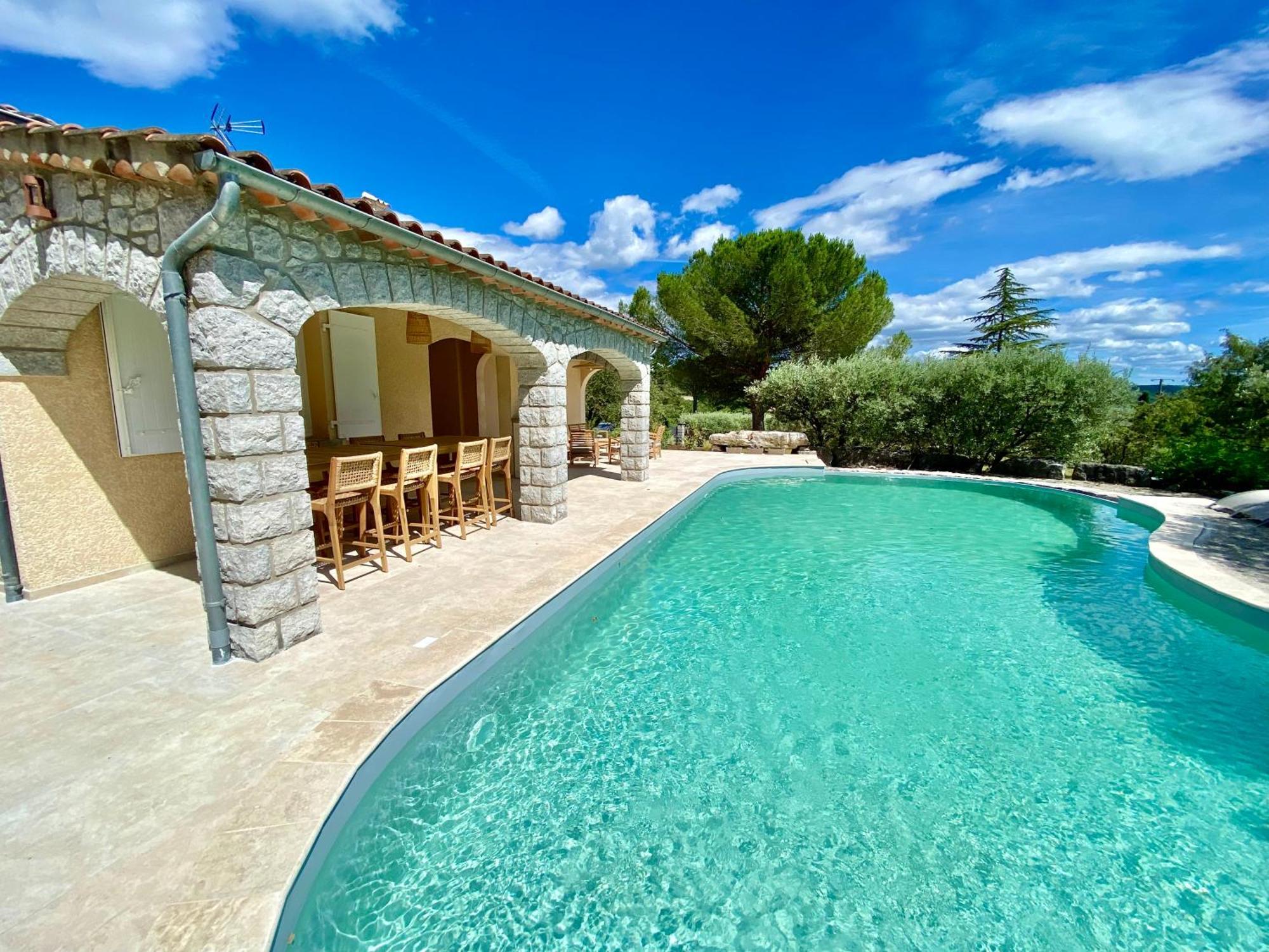 Maison Pour 12P, Piscine A Debordement Chauffee D'Avril A Octobre Inclus Ruoms Ngoại thất bức ảnh